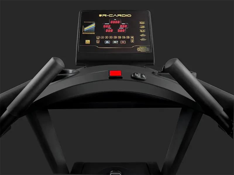 Esteira profissional VX7 da R-Cardio, detalhe de acabamento