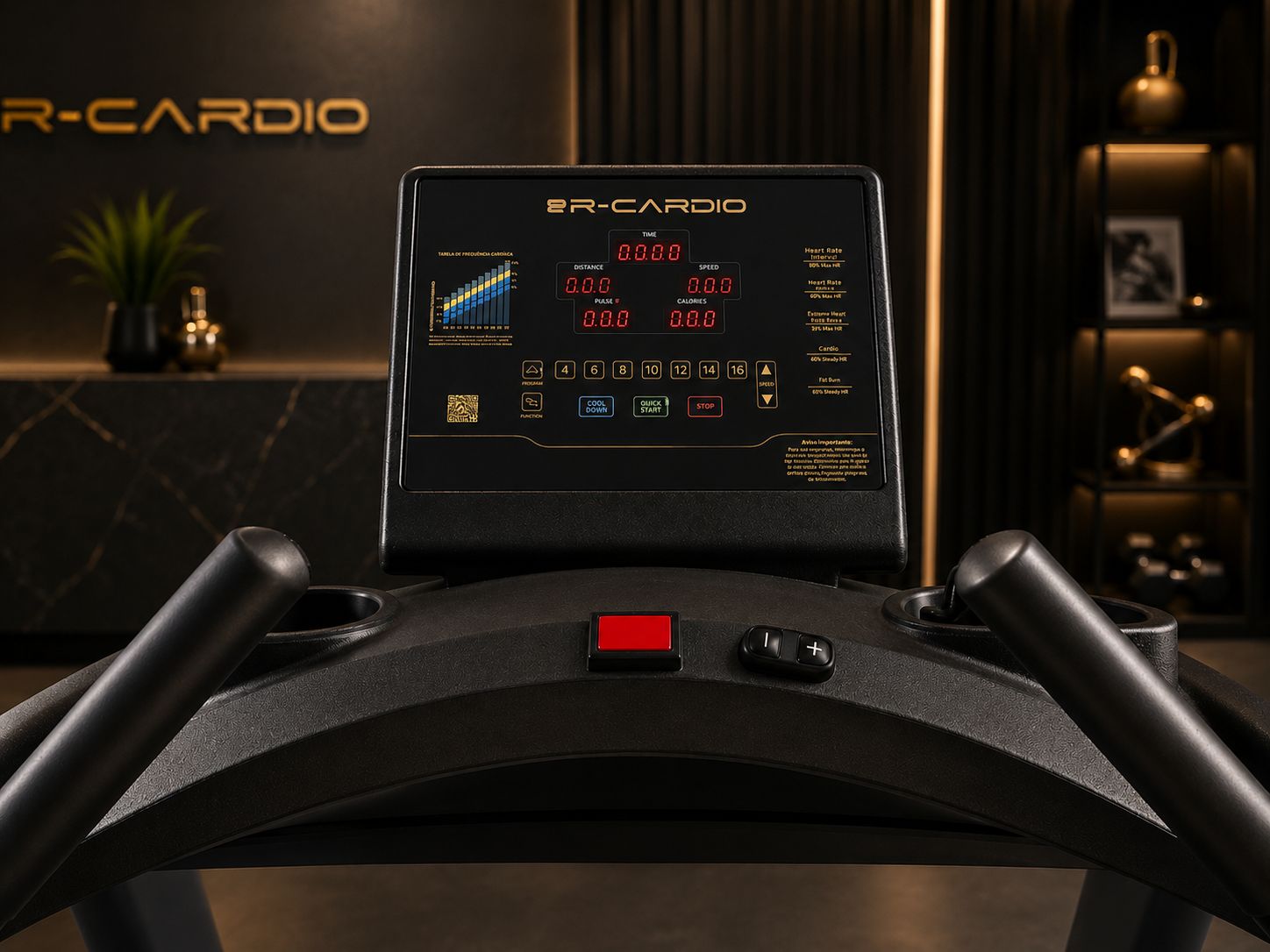 Painel LED profissional da esteira VX7 Master da R-Cardio